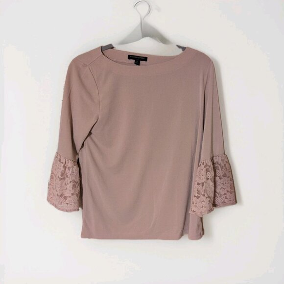 Banana Republic Tops - Banana Republic Crepe Lace-Sleeve Top Women’s Small Pink Long Sleeve